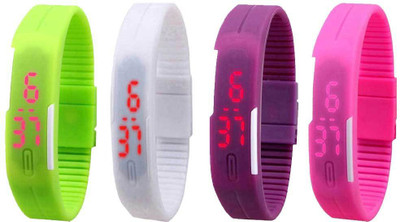 

Kissu Led Magnet Band Combo of 4 Green, White, Purple And Pink Watch - For Men & Women