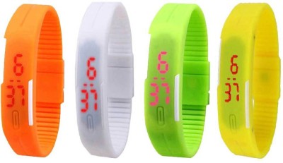 NS18 Silicone Led Magnet Band Combo of 4 Orange, White, Green And Yellow Digital Watch  - For Boys & Girls   Watches  (NS18)