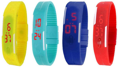 

Kissu Led Magnet Band Combo of 4 Yellow, Sky Blue, Blue And Red Watch - For Men & Women