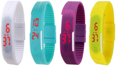 

Kissu Led Magnet Band Combo of 4 White, Sky Blue, Purple And Yellow Watch - For Men & Women