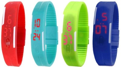 NS18 Silicone Led Magnet Band Combo of 4 Red, Sky Blue, Green And Blue Digital Watch  - For Boys & Girls   Watches  (NS18)