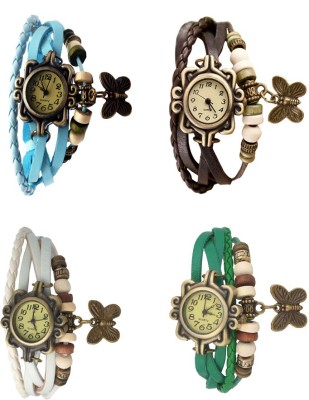 NS18 Vintage Butterfly Rakhi Combo of 4 Sky Blue, White, Brown And Green Analog Watch  - For Women   Watches  (NS18)
