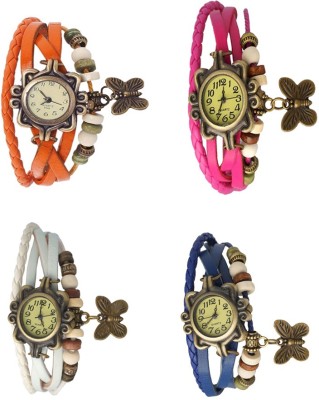 NS18 Vintage Butterfly Rakhi Combo of 4 Orange, White, Pink And Blue Analog Watch  - For Women   Watches  (NS18)