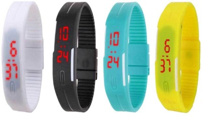 NS18 Silicone Led Magnet Band Combo of 4 White, Black, Sky Blue And Yellow Digital Watch  - For Boys & Girls   Watches  (NS18)