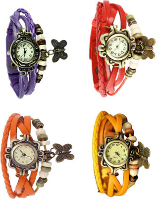 

NS18 Vintage Butterfly Rakhi Combo of 4 Purple, Orange, Red And Yellow Watch - For Women