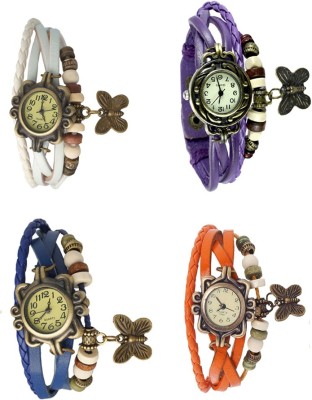 NS18 Vintage Butterfly Rakhi Combo of 4 White, Blue, Purple And Orange Analog Watch  - For Women   Watches  (NS18)