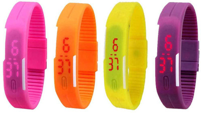 

Kissu Led Magnet Band Combo of 4 Pink, Orange, Yellow And Purple Watch - For Men & Women