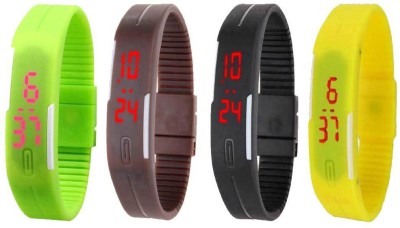 NS18 Silicone Led Magnet Band Combo of 4 Green, Brown, Black And Yellow Digital Watch  - For Boys & Girls   Watches  (NS18)