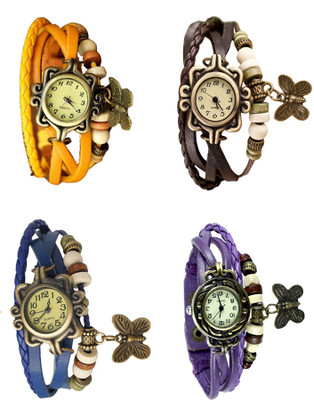 

Kissu Vintage Rakhi Combo of 4 Yellow, Blue, Brown And Purple Watch - For Women