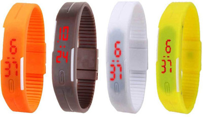 

Kissu Led Magnet Band Combo of 4 Orange, Brown, White And Yellow Watch - For Men & Women