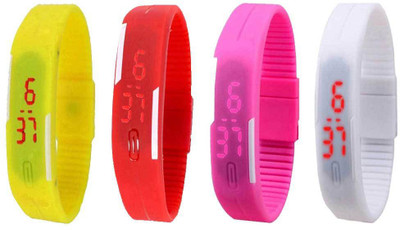

Kissu Led Magnet Band Combo of 4 Yellow, Red, Pink And White Watch - For Men & Women