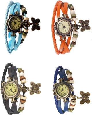 NS18 Vintage Butterfly Rakhi Combo of 4 Sky Blue, Black, Orange And Blue Analog Watch  - For Women   Watches  (NS18)