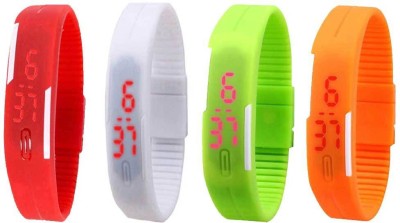 NS18 Silicone Led Magnet Band Combo of 4 Red, White, Green And Orange Digital Watch  - For Boys & Girls   Watches  (NS18)