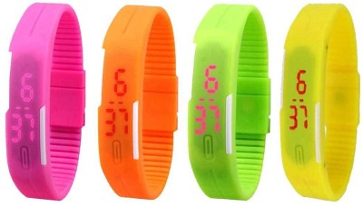 NS18 Silicone Led Magnet Band Combo of 4 Pink, Orange, Green And Yellow Digital Watch  - For Boys & Girls   Watches  (NS18)