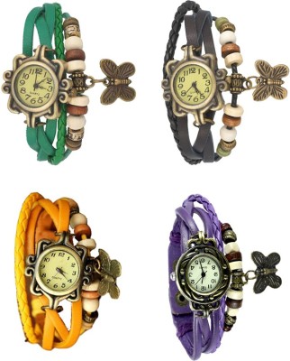 NS18 Vintage Butterfly Rakhi Combo of 4 Green, Yellow, Black And Purple Analog Watch  - For Women   Watches  (NS18)