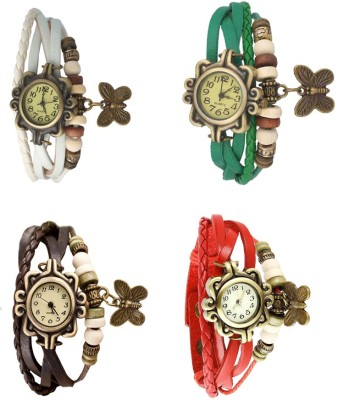 NS18 Vintage Butterfly Rakhi Combo of 4 White, Brown, Green And Red Analog Watch  - For Women   Watches  (NS18)