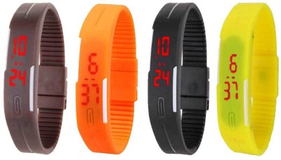 NS18 Silicone Led Magnet Band Combo of 4 Brown, Orange, Black And Yellow Digital Watch  - For Boys & Girls   Watches  (NS18)