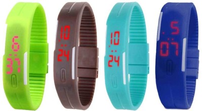 NS18 Silicone Led Magnet Band Combo of 4 Green, Brown, Sky Blue And Blue Digital Watch  - For Boys & Girls   Watches  (NS18)