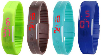 NS18 Silicone Led Magnet Band Combo of 4 Green, Brown, Sky Blue And Blue Digital Watch  - For Boys & Girls   Watches  (NS18)