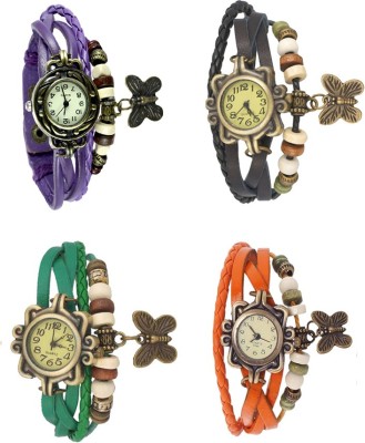 NS18 Vintage Butterfly Rakhi Combo of 4 Purple, Green, Black And Orange Analog Watch  - For Women   Watches  (NS18)