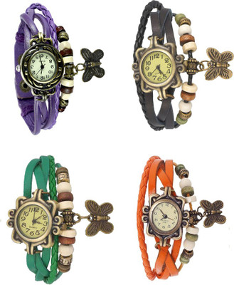 

Kissu Vintage Rakhi Combo of 4 Purple, Green, Black And Orange Watch - For Women