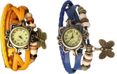 NS18 Vintage Butterfly Rakhi Watch Combo of 2 Yellow And Blue Analog Watch  - For Women   Watches  (NS18)