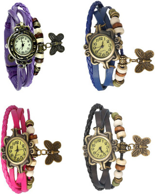 

Kissu Vintage Rakhi Combo of 4 Purple, Pink, Blue And Black Watch - For Women