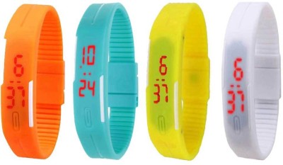 NS18 Silicone Led Magnet Band Combo of 4 Orange, Sky Blue, Yellow And White Digital Watch  - For Boys & Girls   Watches  (NS18)