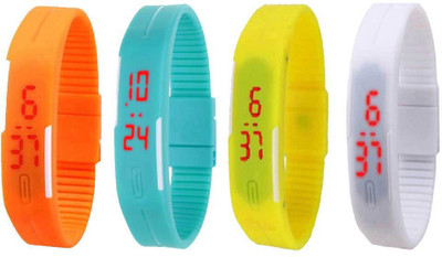 

Kissu Led Magnet Band Combo of 4 Orange, Sky Blue, Yellow And White Watch - For Men & Women