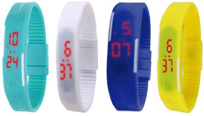 NS18 Silicone Led Magnet Band Combo of 4 Sky Blue, White, Blue And Yellow Digital Watch  - For Boys & Girls   Watches  (NS18)
