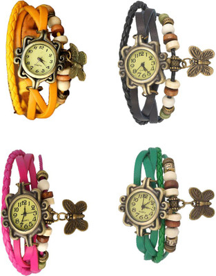 

Kissu Vintage Rakhi Combo of 4 Yellow, Pink, Black And Green Watch - For Women