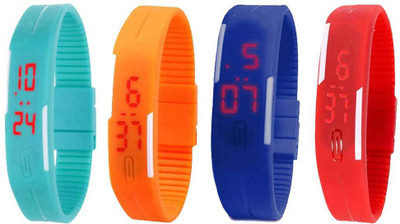 

Kissu Led Magnet Band Combo of 4 Sky Blue, Orange, Blue And Red Watch - For Men & Women