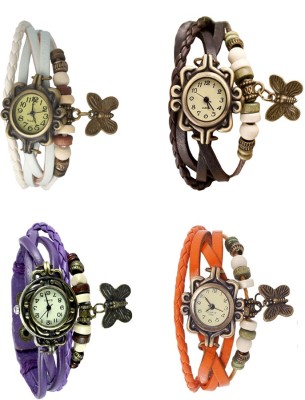 NS18 Vintage Butterfly Rakhi Combo of 4 White, Purple, Brown And Orange Watch  - For Women   Watches  (NS18)