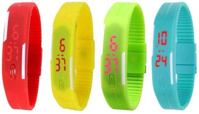 NS18 Silicone Led Magnet Band Watch Combo of 4 Red, Yellow, Green And Sky Blue Digital Watch  - For Couple   Watches  (NS18)