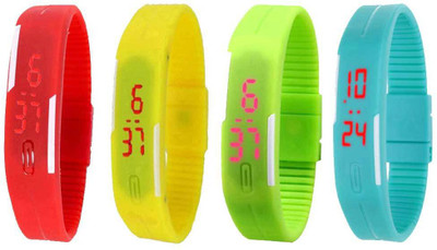 

Kissu Led Magnet Band Combo of 4 Red, Yellow, Green And Sky Blue Watch - For Men & Women