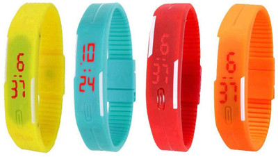View NS18 Silicone Led Magnet Band Combo of 4 Yellow, Sky Blue, Red And Orange Digital Watch  - For Boys & Girls Wrist Watches Price Online(NS18)