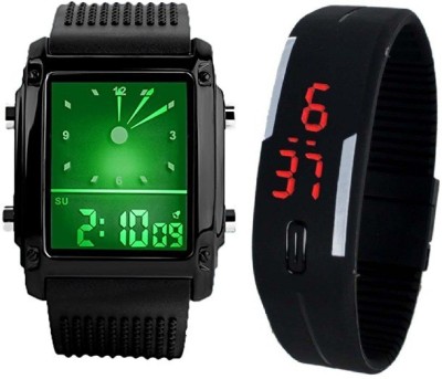Pappi Boss Square Model with Light & Unisex Black Silicone Led Digital Watch  - For Boys   Watches  (Pappi Boss)