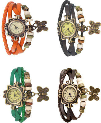 

NS18 Vintage Butterfly Rakhi Combo of 4 Orange, Green, Black And Brown Watch - For Women