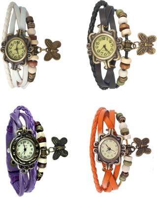 NS18 Vintage Butterfly Rakhi Combo of 4 White, Purple, Black And Orange Analog Watch  - For Women   Watches  (NS18)