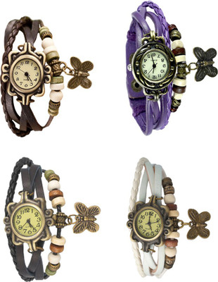 

Kissu Vintage Rakhi Combo of 4 Brown, Black, Purple And White Watch - For Women