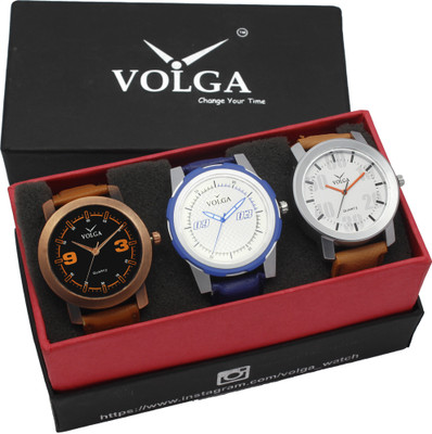 

Volga VLW05-21-27-41 Mens Leather Belt Combo With Designer Stylish Branded Trendy box Watch - For Men