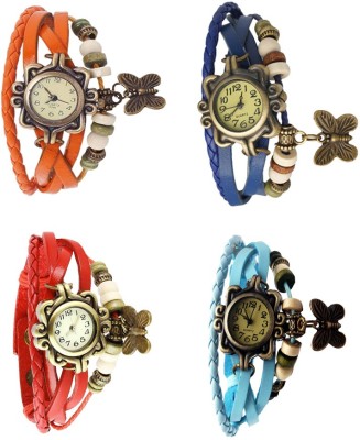 NS18 Vintage Butterfly Rakhi Combo of 4 Orange, Red, Blue And Sky Blue Analog Watch  - For Women   Watches  (NS18)
