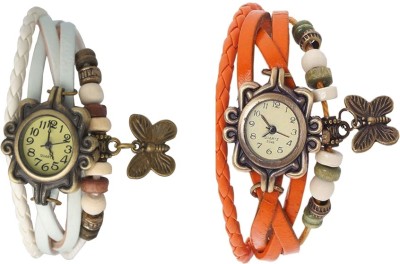 NS18 Vintage Butterfly Rakhi Watch Combo of 2 White And Orange Analog Watch  - For Women   Watches  (NS18)