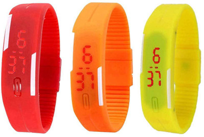 

Kissu Led Magnet Band Combo of 3 Red, Orange And Yellow Watch - For Men & Women