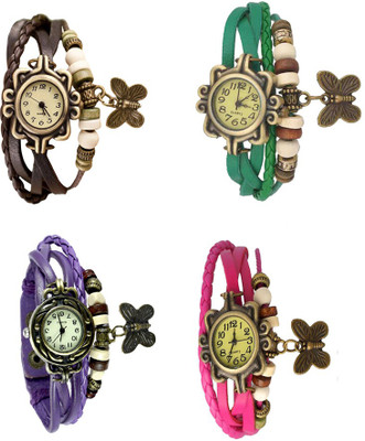 

Kissu Vintage Rakhi Combo of 4 Brown, Purple, Green And Pink Watch - For Women