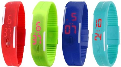 NS18 Silicone Led Magnet Band Watch Combo of 4 Red, Green, Blue And Sky Blue Digital Watch  - For Couple   Watches  (NS18)