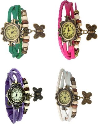 NS18 Vintage Butterfly Rakhi Combo of 4 Green, Purple, Pink And White Analog Watch  - For Women   Watches  (NS18)