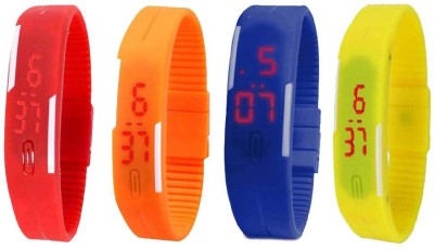 NS18 Silicone Led Magnet Band Combo of 4 Red, Orange, Blue And Yellow Digital Watch  - For Boys & Girls   Watches  (NS18)