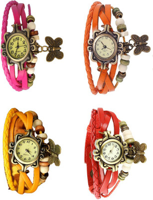 

Kissu Vintage Rakhi Combo of 4 Pink, Yellow, Orange And Red Watch - For Women