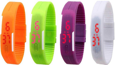 

Kissu Led Magnet Band Combo of 4 Orange, Green, Purple And White Watch - For Men & Women